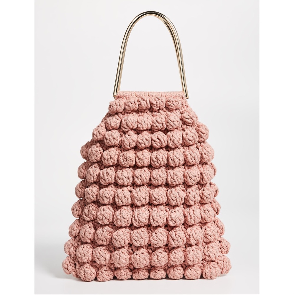 Ulla Johnson Barranco Crochet Knit Pom Tote Bag